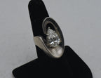 Vintage Sterling Silver Cubic Zirconia Modern Design Ring - Size 6
