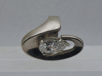 Vintage Sterling Silver Cubic Zirconia Modern Design Ring - Size 6