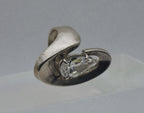 Vintage Sterling Silver Cubic Zirconia Modern Design Ring - Size 6