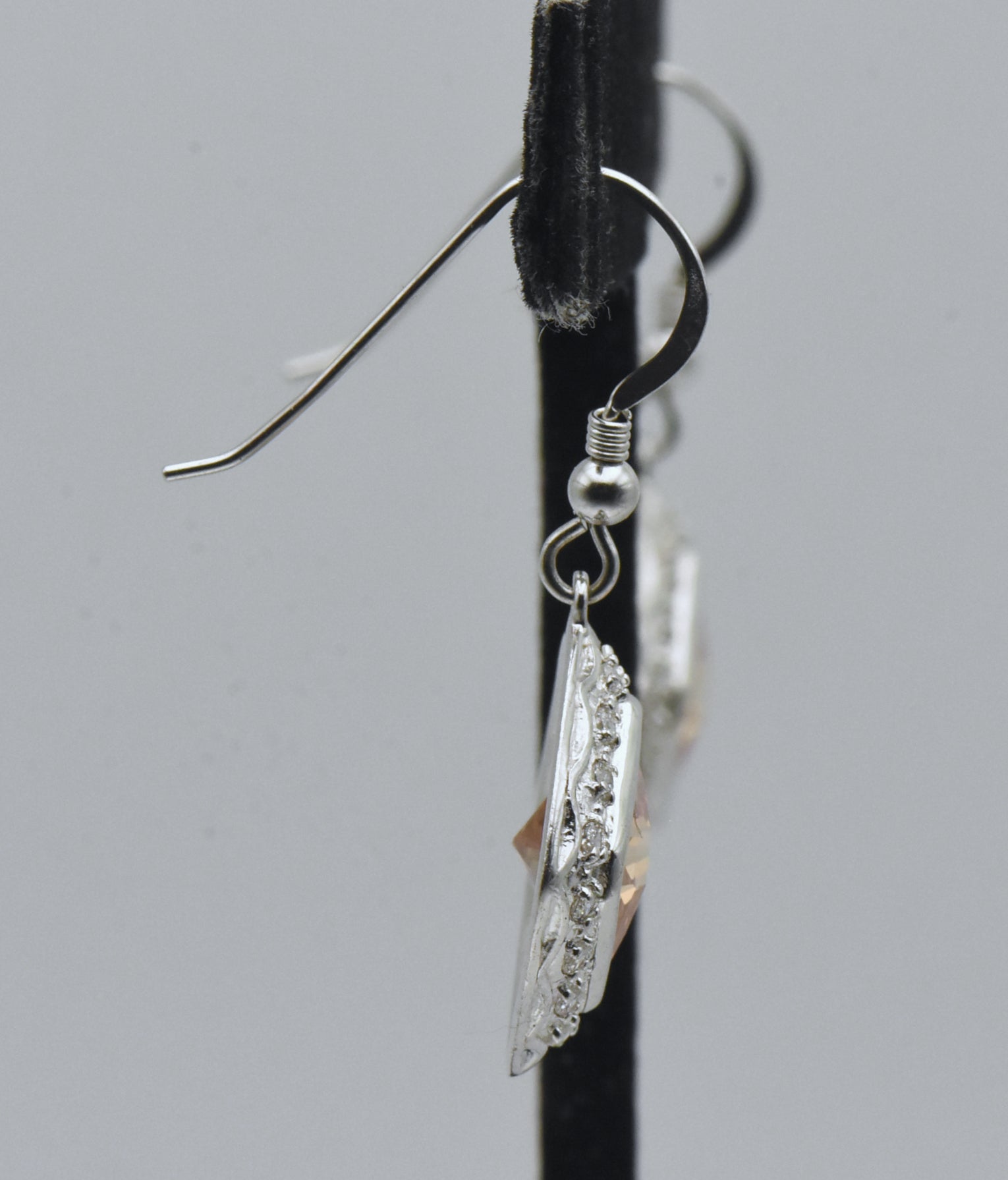 Vintage Sterling Silver Yellow and Colorless Cubic Zirconia Dangle Earrings