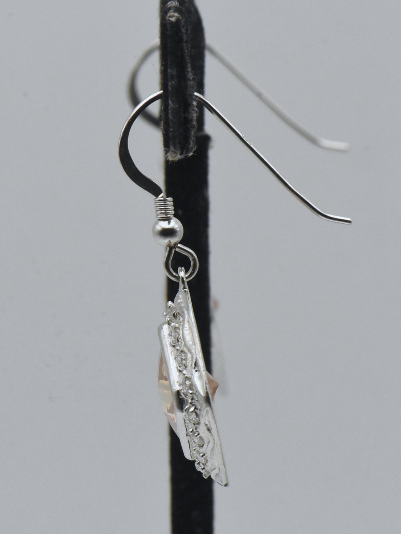 Vintage Sterling Silver Yellow and Colorless Cubic Zirconia Dangle Earrings