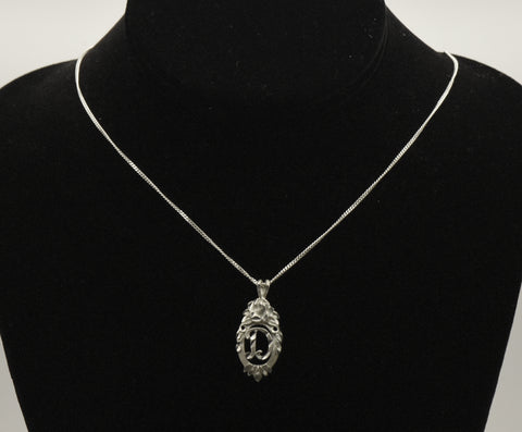 Vintage Sterling Silver "D" Monogram Pendant Necklace - 19"