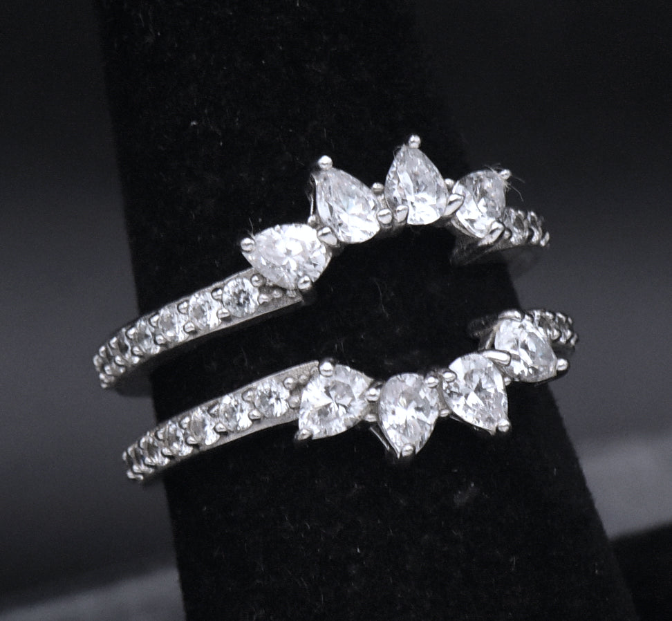 Sterling Silver Cubic Zirconia Double Band - Size 7