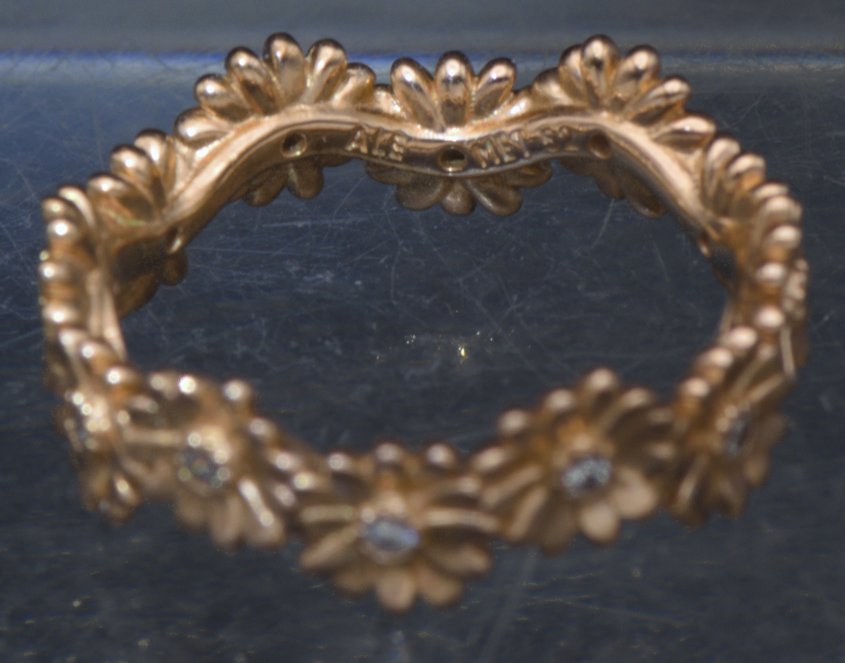 Pandora - Vintage 14k Rose Gold Plated CZ Daisy Crown Band - Size 6