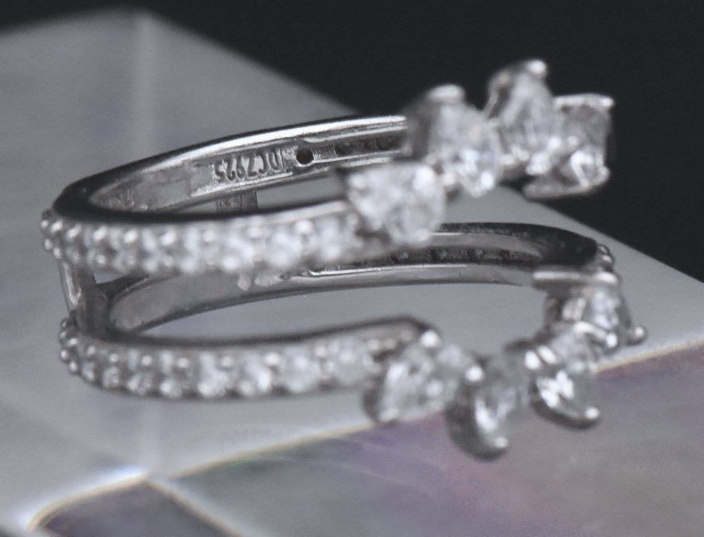 Sterling Silver Cubic Zirconia Double Band - Size 7