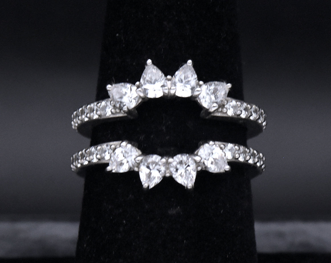 Sterling Silver Cubic Zirconia Double Band - Size 7