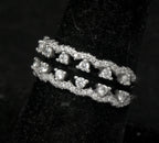 Vintage Sterling Silver Double Band Cubic Zirconia Ring - Size 7.5
