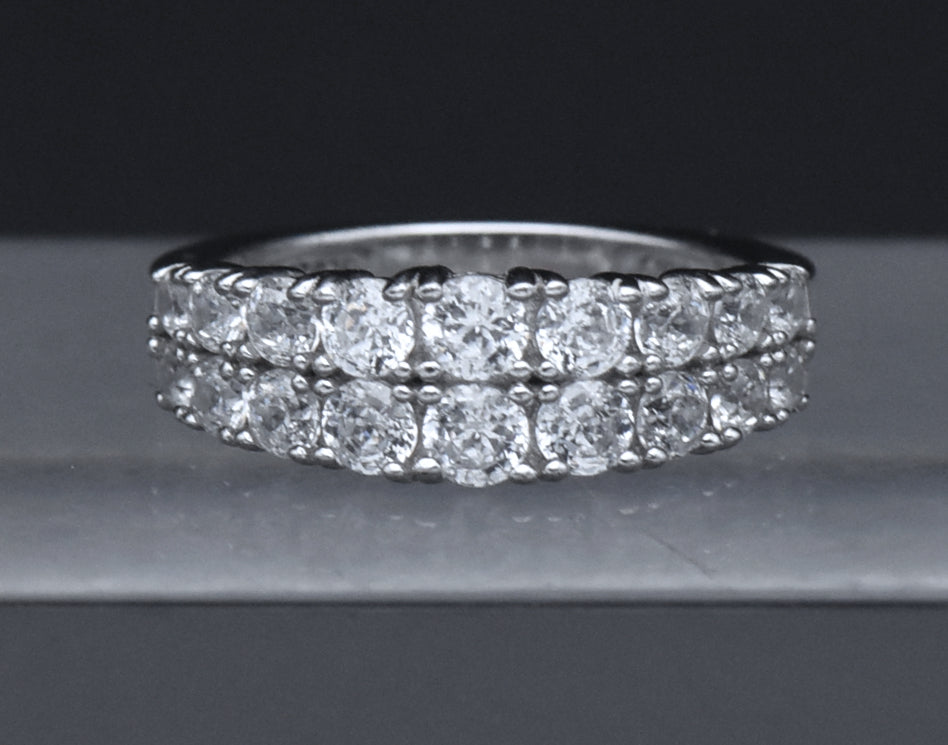 Sterling Silver Cubic Zirconia Band - Size 6