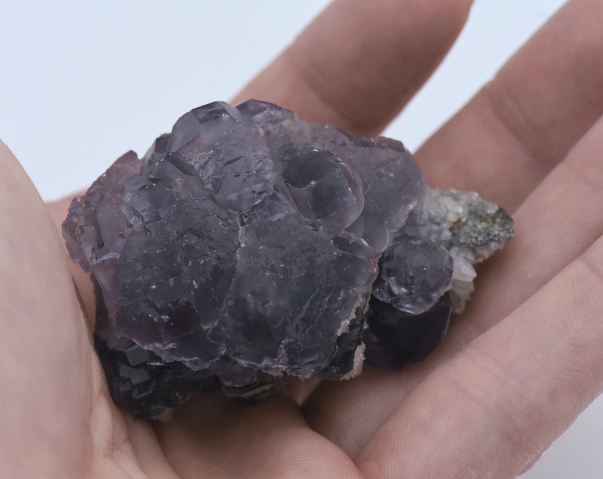 Purple Dodecahedral Fluorite Crystal Cluster - China