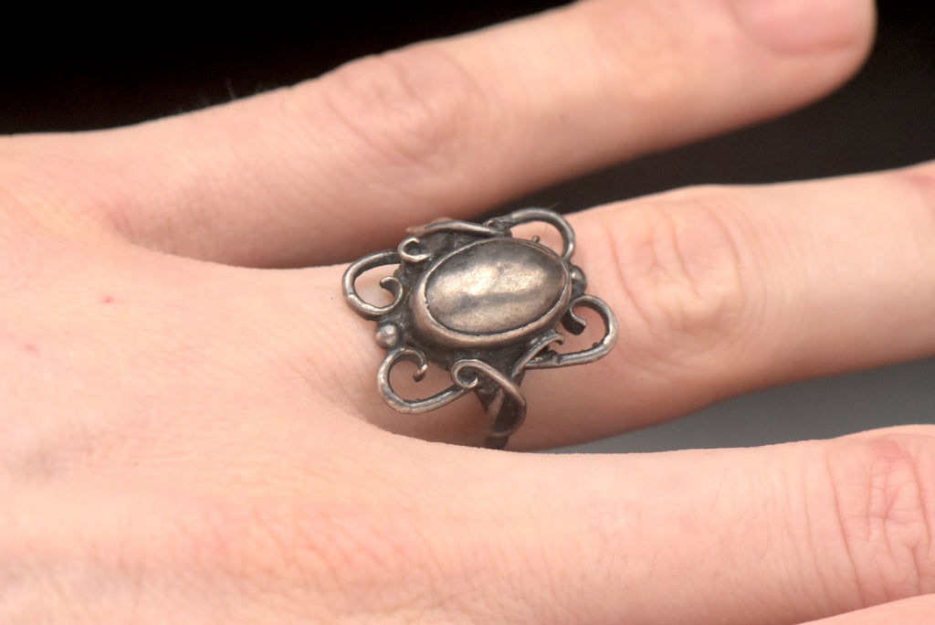 Vintage Handmade Scandinavian Modern Sterling Silver Ring - Size 8