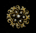Antique 14k Gold and Diamonds Handmade Swirl Brooch/Pendant