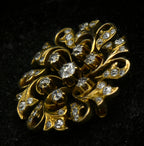 Antique 14k Gold and Diamonds Handmade Swirl Brooch/Pendant