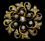Antique 14k Gold and Diamonds Handmade Swirl Brooch/Pendant