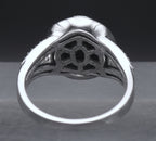 Sterling Silver Black Onyx and Diamonds Ring - Size 7