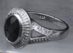 Sterling Silver Black Onyx and Diamonds Ring - Size 7