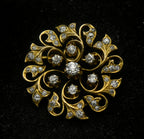 Antique 14k Gold and Diamonds Handmade Swirl Brooch/Pendant