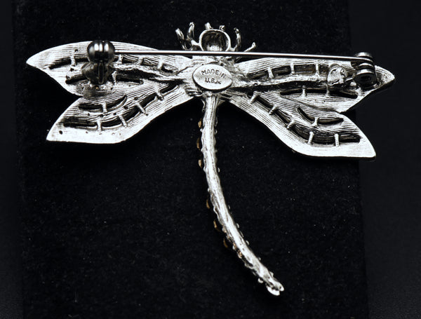 Vintage Dragonfly Silver Tone Metal Brooch