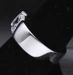 Sterling Silver Diagonally Set Cubic Zirconia Ring - Size 7