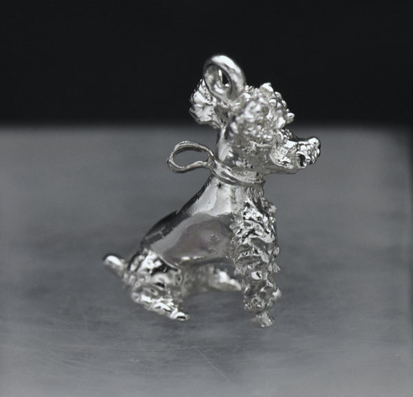 Vintage Silver Tone Metal Dog Charm