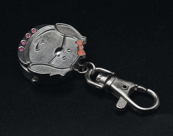 Vintage Silver Tone Watch Dog Keychain