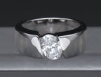 Sterling Silver Diagonally Set Cubic Zirconia Ring - Size 7