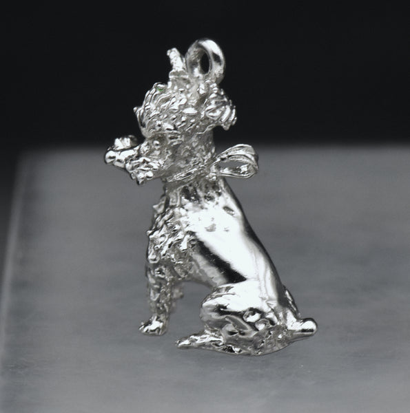 Vintage Silver Tone Metal Dog Charm