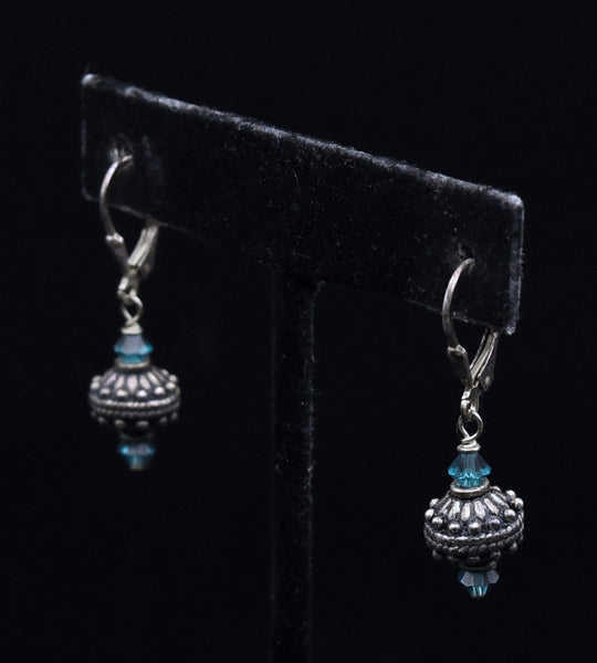 Vintage Sterling Silver Beaded Dangle Earrings