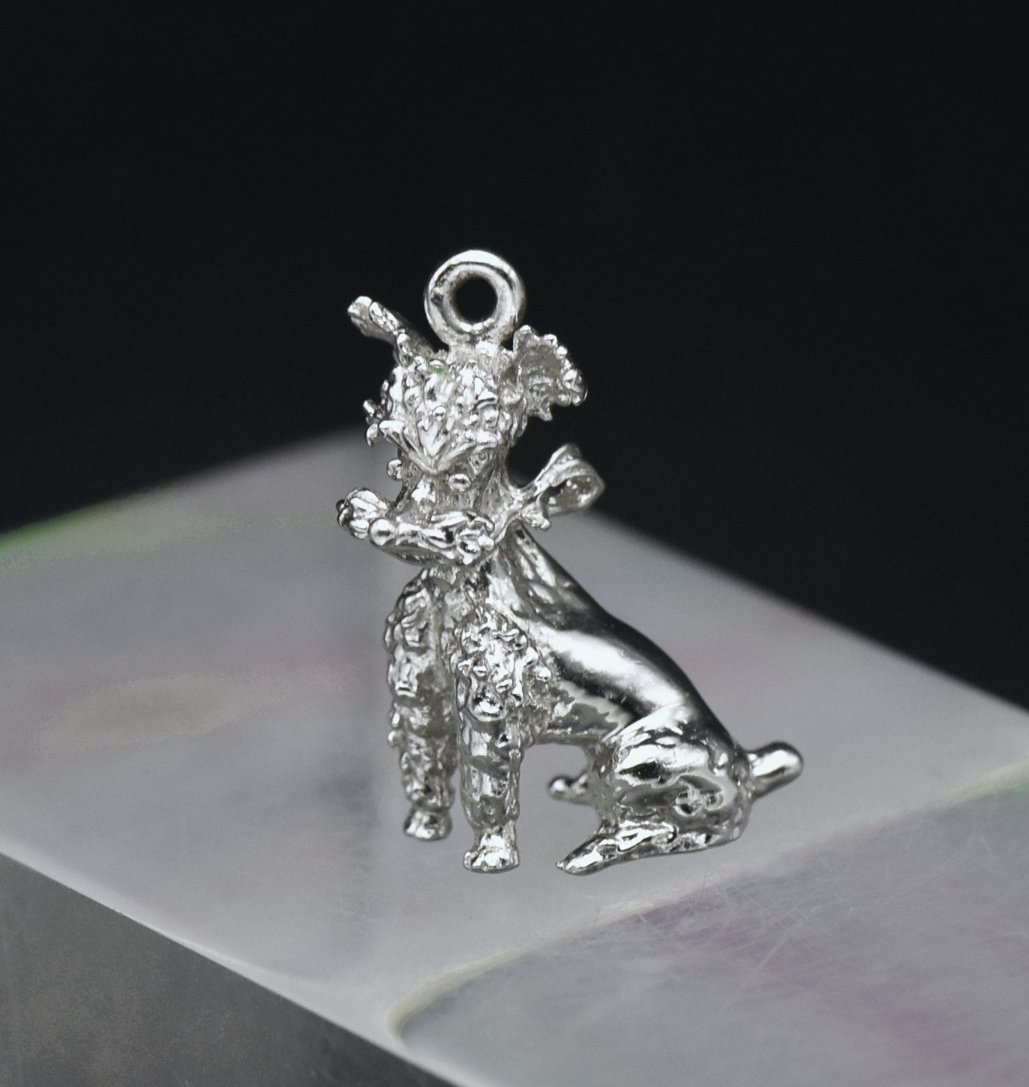 Vintage Silver Tone Metal Dog Charm