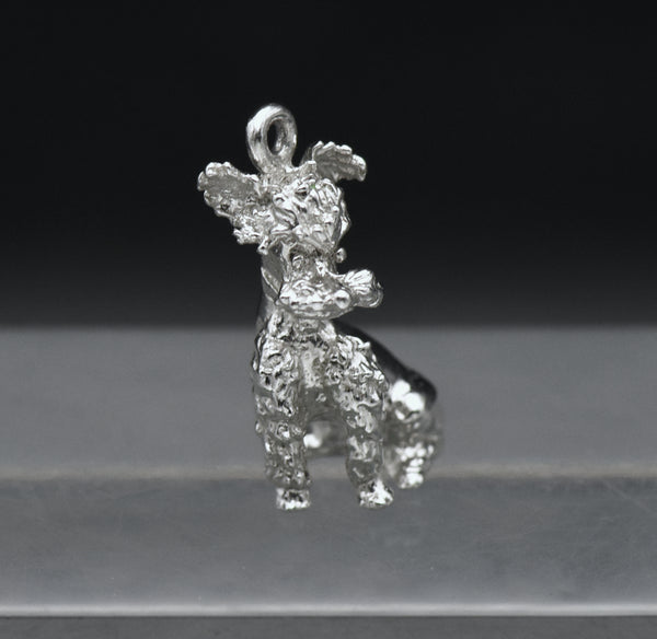 Vintage Silver Tone Metal Dog Charm