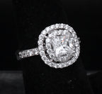 Sterling Silver Princess Cut Cubic Zirconia Double Halo Ring - Size 6