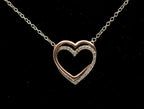 Vintage Sterling Silver and 14k Rose Gold Double Heart Diamond Pendant Chain Necklace - 18"