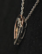Vintage Sterling Silver and 14k Rose Gold Double Heart Diamond Pendant Chain Necklace - 18"