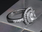 Sterling Silver Princess Cut Cubic Zirconia Double Halo Ring - Size 6