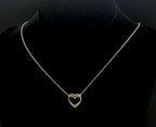 Vintage Sterling Silver and 14k Rose Gold Double Heart Diamond Pendant Chain Necklace - 18"