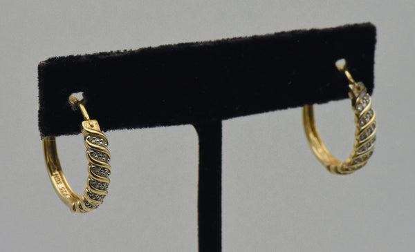 Vintage Vermeil and Diamonds Hoop Earrings