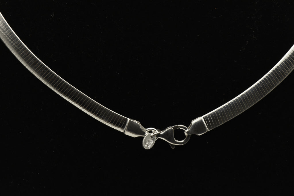 Milor - Vintage Italian 950 Silver Textured Omega Link Chain Necklace - 16"