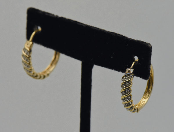 Vintage Vermeil and Diamonds Hoop Earrings