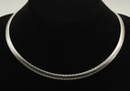 Milor - Vintage Italian 950 Silver Textured Omega Link Chain Necklace - 16"