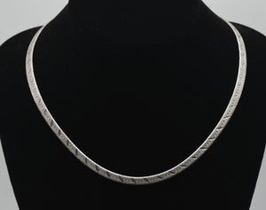 Vintage Italian Sterling Silver Diagonal Cut Herringbone Link Chain Necklace - 18"