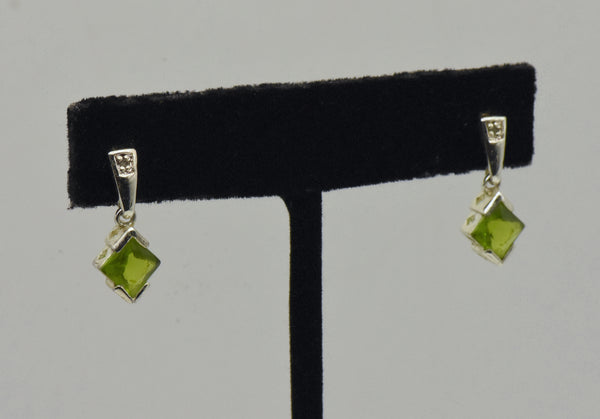 Sterling Silver Glass and Diamond Earrings