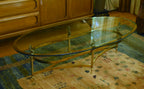 Design Institute America - Vintage Glass and Brass Dolphin Motif Coffee Table