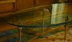 Design Institute America - Vintage Glass and Brass Dolphin Motif Coffee Table