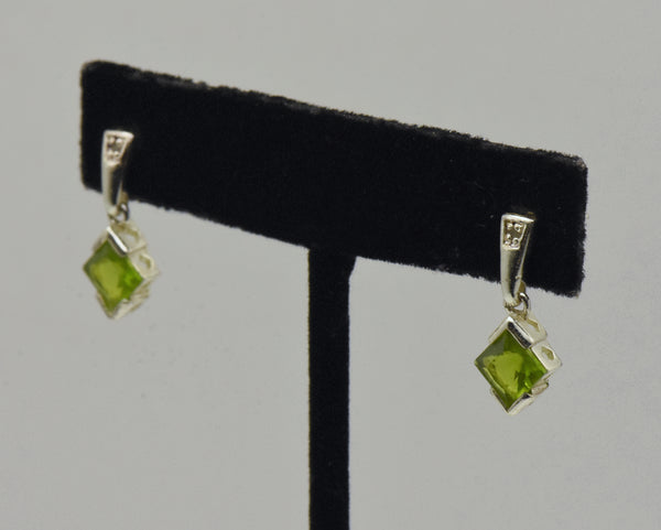 Sterling Silver Glass and Diamond Earrings