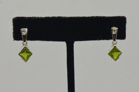 Sterling Silver Glass and Diamond Earrings