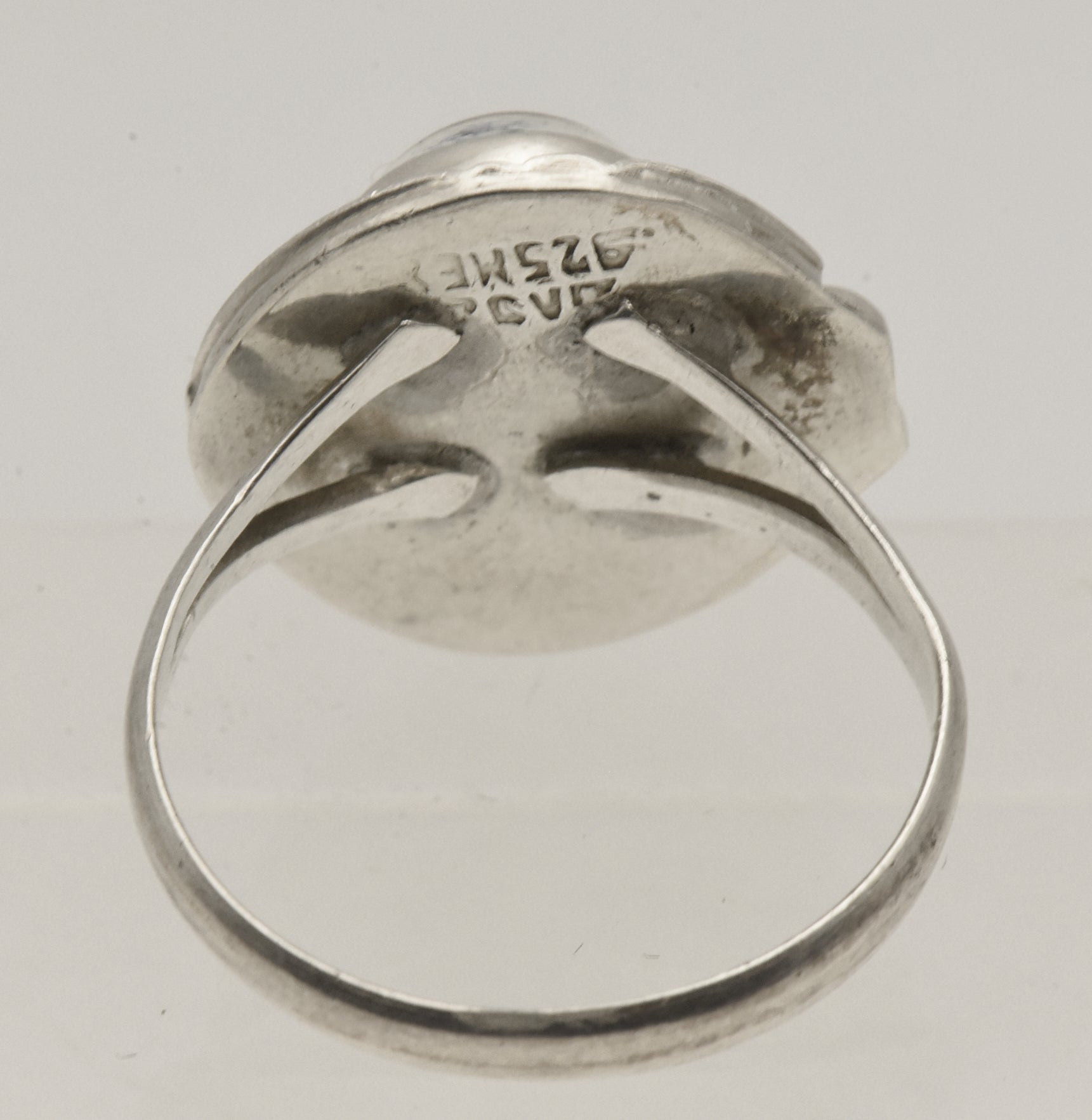 Vintage Handmade Sterling Silver Dichroic Glass Ring - Size 8.5
