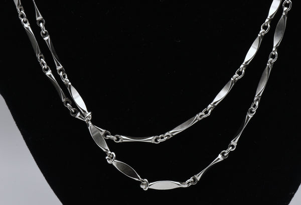 Vintage Sterling Silver Dimpled Link Chain Necklace - 4.5 Feet Long!