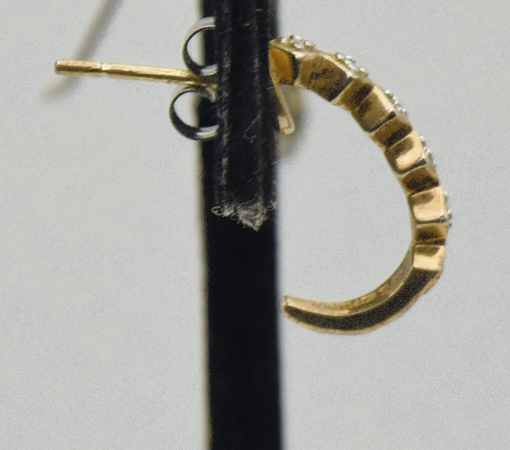 UNMATCHED Vintage Diamond Gold Tone Sterling Silver Earring