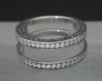 Vintage Sterling Silver Double Band Cubic Zirconia Ring - Size 6.25