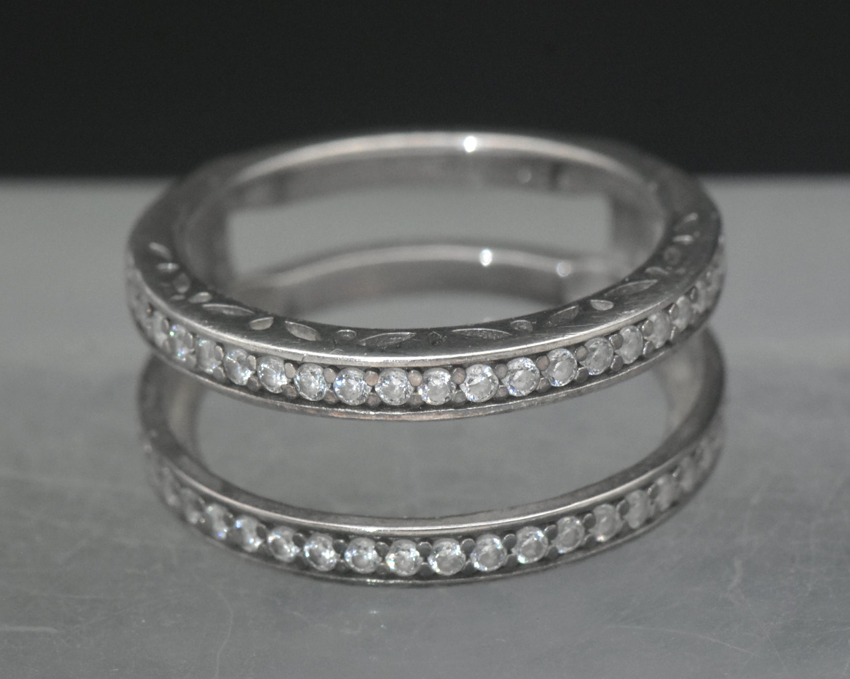 Vintage Sterling Silver Double Band Cubic Zirconia Ring - Size 6.25