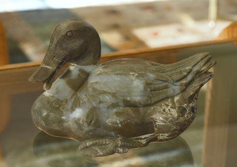 Exquisite Vintage Carved Stone Duck
